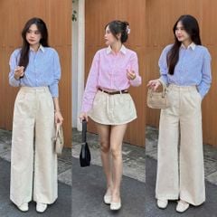 KS0196-Áo sơ mi phối cổ sọc Xanh (áo lẻ)