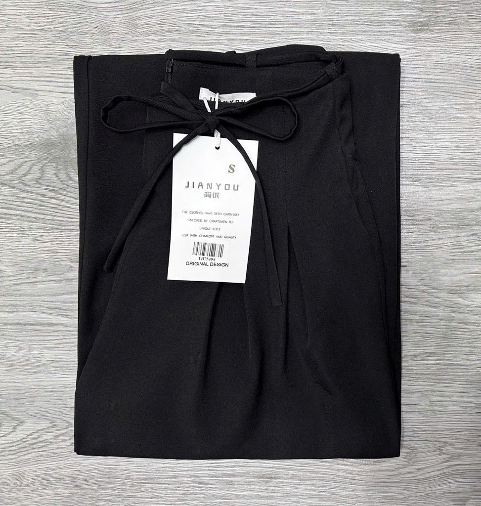 TB7549 QUẦN TÂY SUÔNG + DÂY ĐAI (ĐEN)