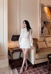 VGU9207-Set áo tơ ngực phối ren, CV phối lưới CC