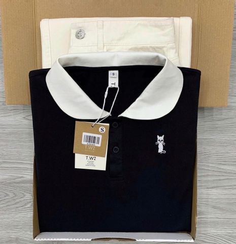 KS0183 SET ÁO POLO THÊU, QUẦN JEANS (KO NỊT)
