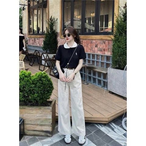 KS0183 SET ÁO POLO THÊU, QUẦN JEANS (KO NỊT)