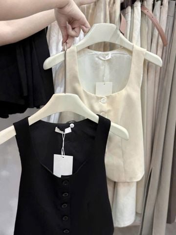 TB7583 SET ÁO CỔ VUÔNG CHÂN VÁY DÀI (ĐEN)