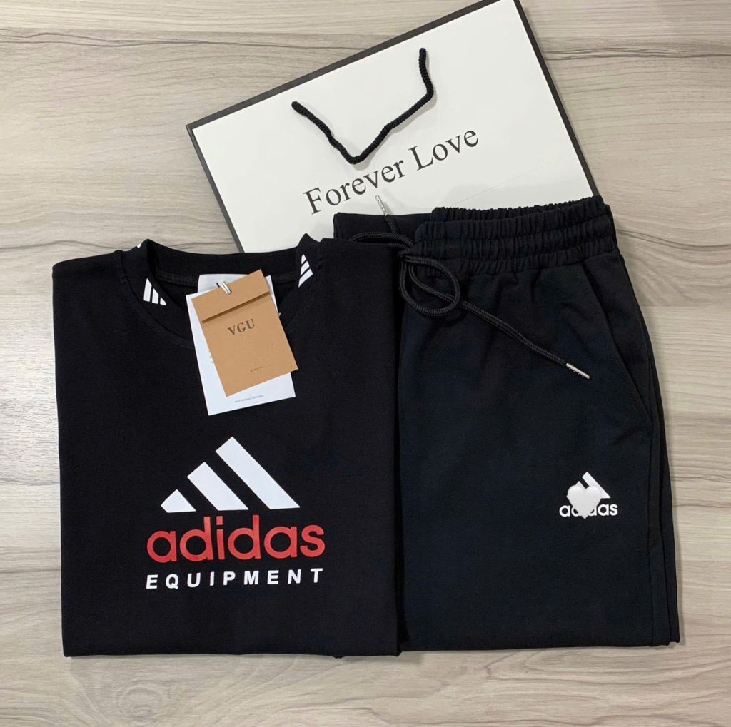VGU9272-Set thể thao adidas, quần jogger Đen