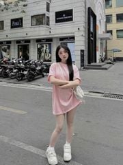 TB7560 ÁO THUN HỒNG THÊU LOGO