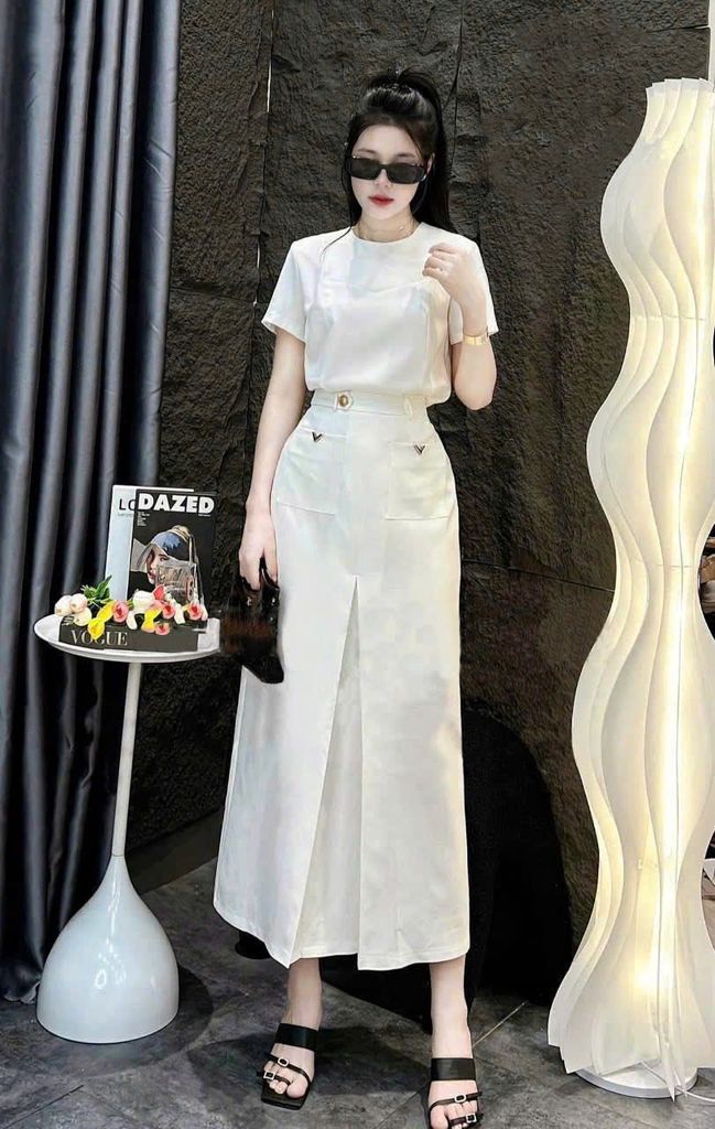 KS0256 SET ÁO BASIC, CV DÀI (KEM)