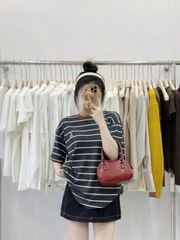 TB7562 ÁO THUN SỌC THÊU GẤU (ĐEN)