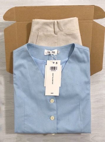 KS5043 SET ÁO GILE XANH QUẦN SHORT