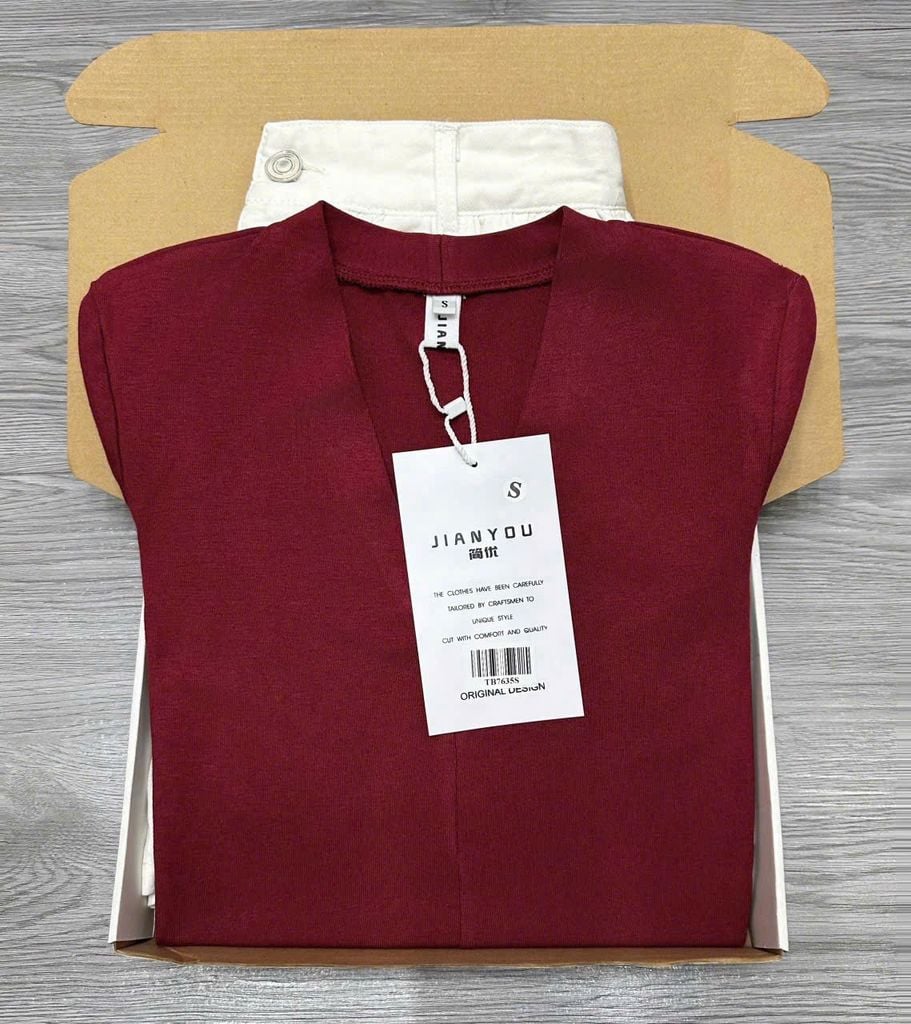 TB7635 SET ÁO THUN TAY DÀI, CV JEANS TRẮNG