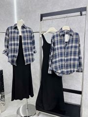 TQ3987-Set đầm body +áo sơ mi caro