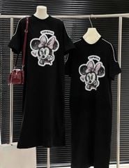TB7654-Đầm thun suông micky Đen