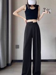 TQ1705-Quần suông kẻ sọc Đen