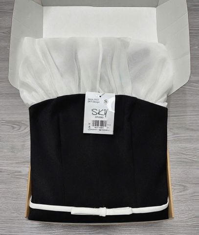 SKY7680-Đầm TK phối tay Đen
