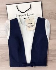 VRA0403 SET ĐẦM YẾM + ÁO TAY PHỒNG (X.ĐEN)