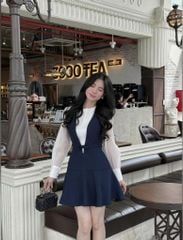 VRA0403 SET ĐẦM YẾM + ÁO TAY PHỒNG (X.ĐEN)