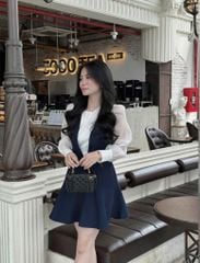 VRA0403 SET ĐẦM YẾM + ÁO TAY PHỒNG (X.ĐEN)