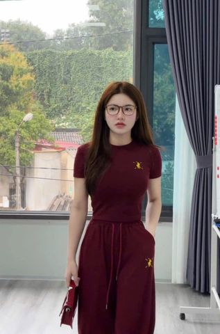 VRA0409 - Set áo thun body + Quần dài đỏ