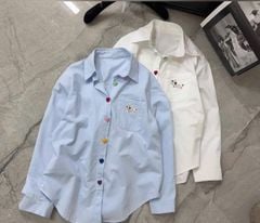 VGU9519 ÁO SƠMI NÚT TIM (TRẮNG)