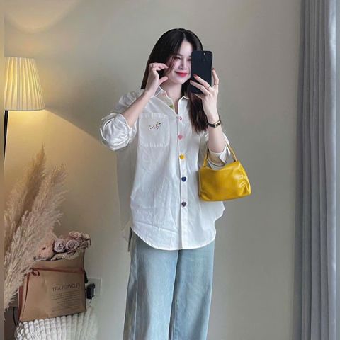 VGU9519 ÁO SƠMI NÚT TIM (TRẮNG)