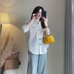 VGU9519 ÁO SƠMI NÚT TIM (TRẮNG)