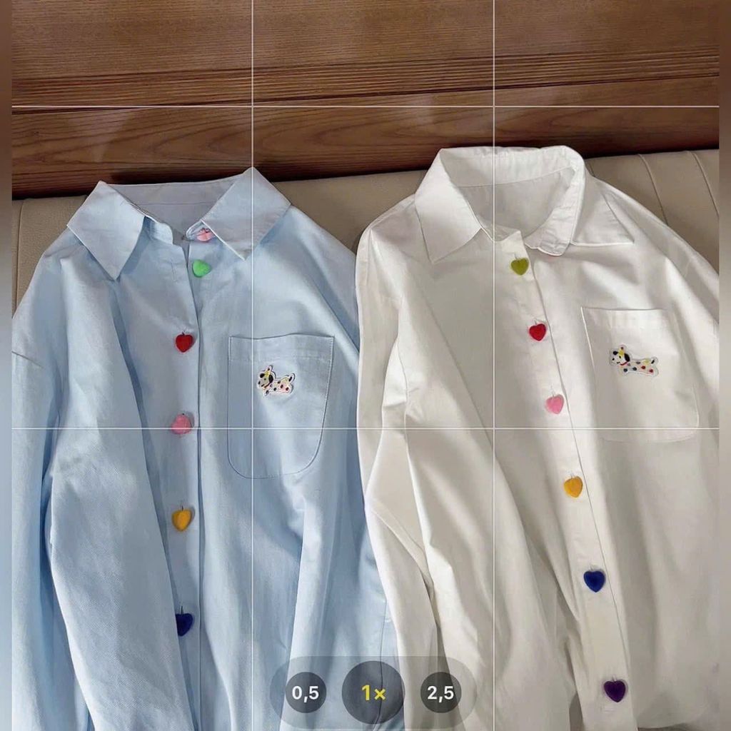 VGU9519 ÁO SƠMI NÚT TIM (TRẮNG)