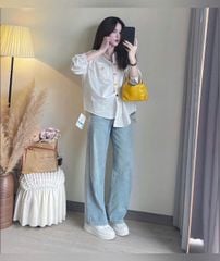 VGU9519 ÁO SƠMI NÚT TIM (TRẮNG)