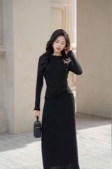 VGU9557 ĐẦM ĐEN KÈM TAG BƯỚM