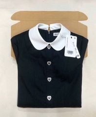 TQ1720-Đầm cổ sen phối nút tim Đen