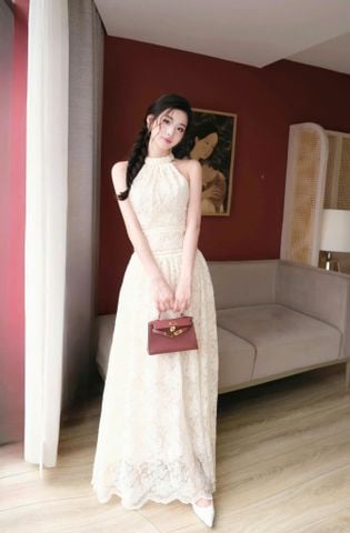 SKY7778 ĐẦM KEM THÊU CỔ YẾM CC