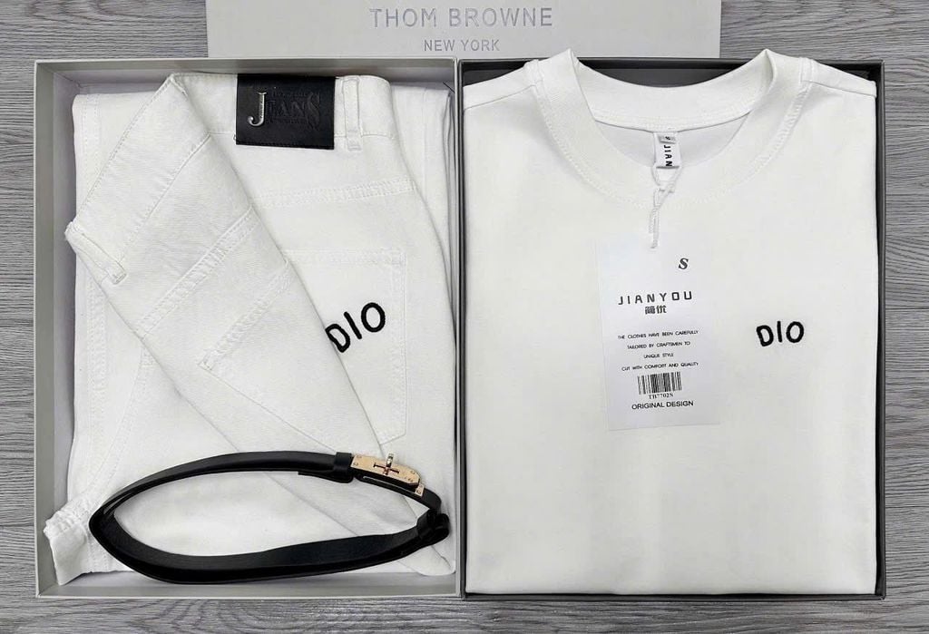 TB7702 SET ÁO THUN TRẮNG THÊU QUẦN DÀI + NỊT