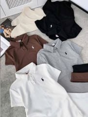 VGU9626 SET ÁO POLO THÊU NGỰA, CV NGẮN (TRẮNG)