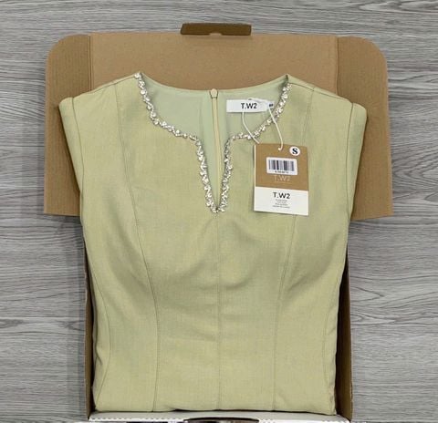 KS0407 ĐẦM TK PHỐI VIỀN ĐÁ (XANH)
