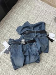 TB7773-Quần jean suông + nịt Xanh
