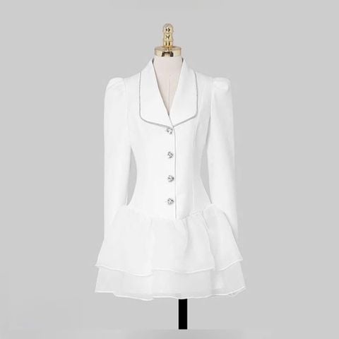 VRA0463 ĐẦM VEST TK NÚT ĐÁ (TRẮNG)