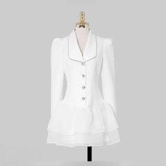 VRA0463 ĐẦM VEST TK NÚT ĐÁ (TRẮNG)