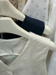 VRA0466-Set áo gile, CV ngắn Xanh Đen