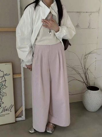 LEN1186-Quần suông Xám Trắng
