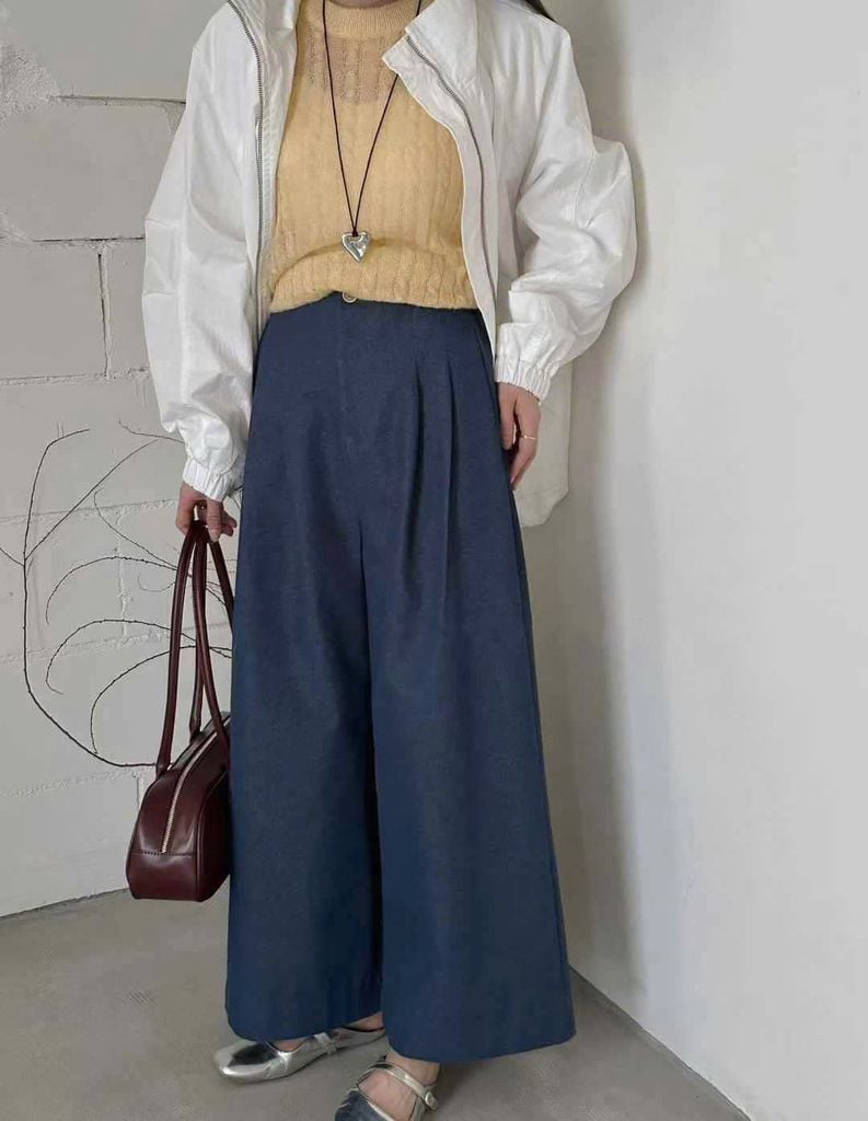 LEN1186-Quần suông Xám Trắng