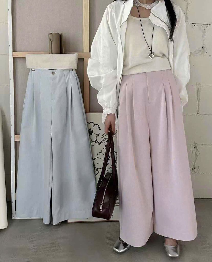 LEN1186-Quần suông Xám Trắng
