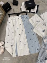 LEN1190-Quần Jean thêu họa tiết LV Xanh (quần lẻ)