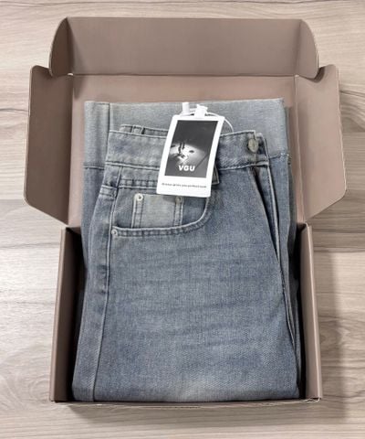 VGU9738 - Quần Jean Gấp Gấu Xanh