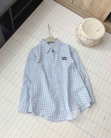 LEN1372 ÁO SƠMI CARO MIU ĐÍNH ĐÁ (XANH)
