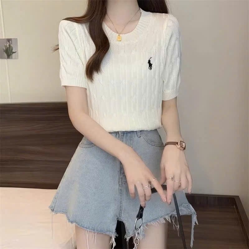 VGU9744 ÁO LEN THÊU NGỰA ( ĐEN )