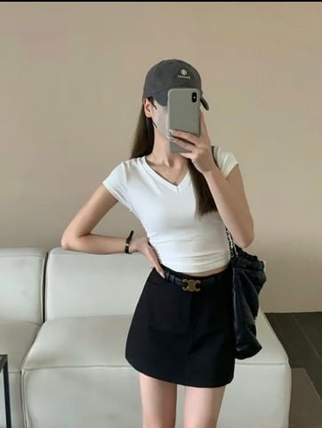 LEN1451 CHÂN VÁY QC NGẮN + NỊT (ĐEN)