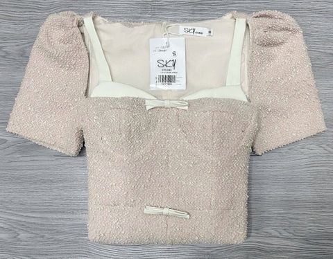 SKY7889-Đầm ngắn đính nơ