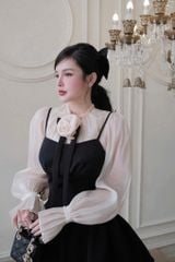 VGU9793 SET ÁO TƠ PHỐI HOA + ĐẦM YẾM