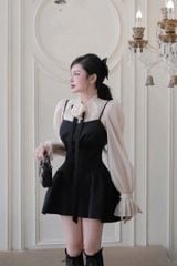 VGU9793 SET ÁO TƠ PHỐI HOA + ĐẦM YẾM