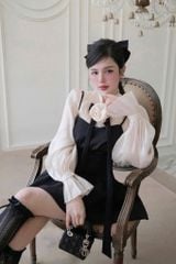 VGU9793 SET ÁO TƠ PHỐI HOA + ĐẦM YẾM