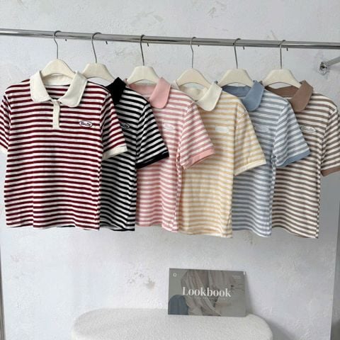 LEN1776 ÁO POLO QC SỌC THÊU LOGO (ĐỎ)