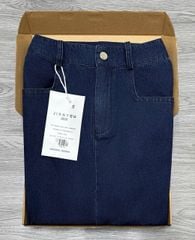 TB7877 - Chân Váy JEAN Xẻ Sau Xanh Đậm