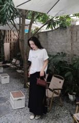 VRA0499 - Set Áo Thun Trắng - Chân Váy Dài Đen
